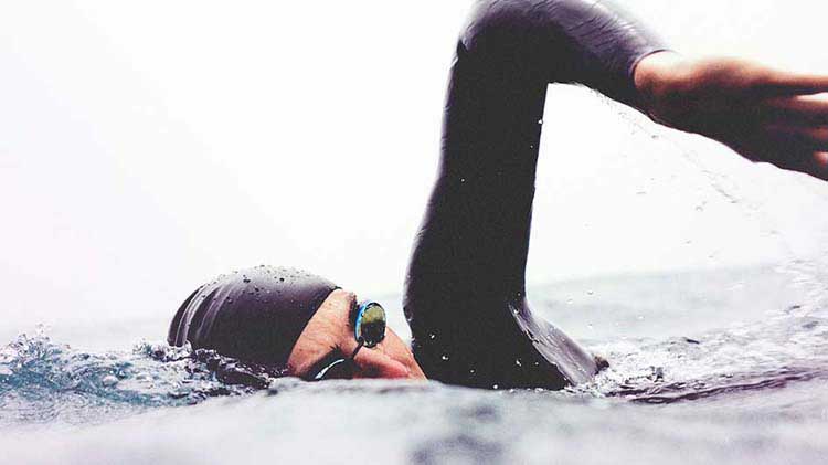 Swimmer in ocean.