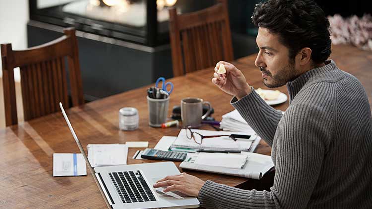 Man working at his desk.