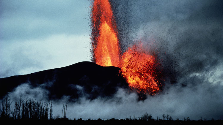 Volcano erupting.