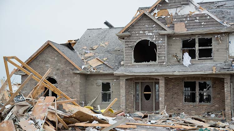 Home that sustained wind damage in storm