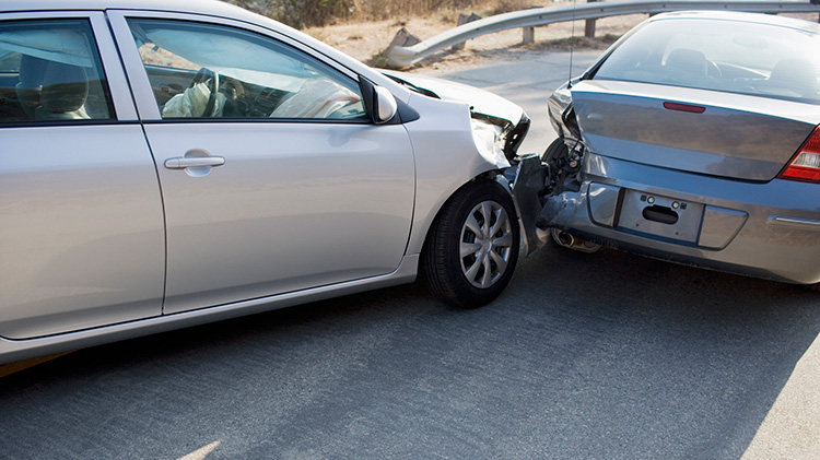 A vehicle hit by an uninsured driver.