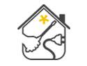 Illustration of house with a hand repairing an electrical plug