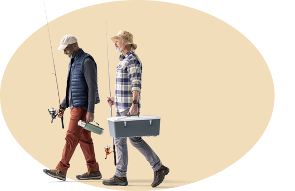 Men walking with fishing poles