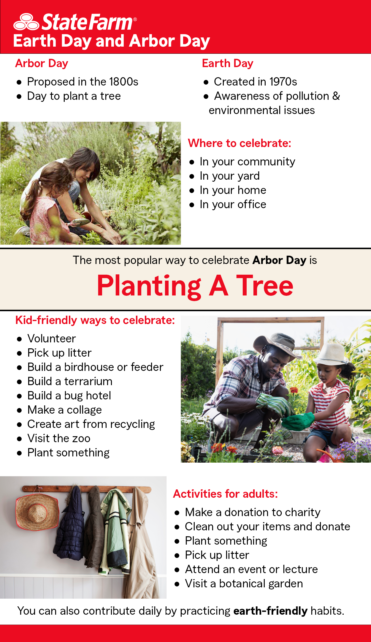 Infographic describing Earth day and Arbor day activities